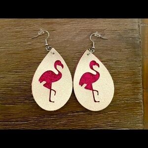 2/$10 Leather laser cut flamingo earrings